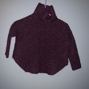 Dark Purple Free People Knit Cropped Sweater
